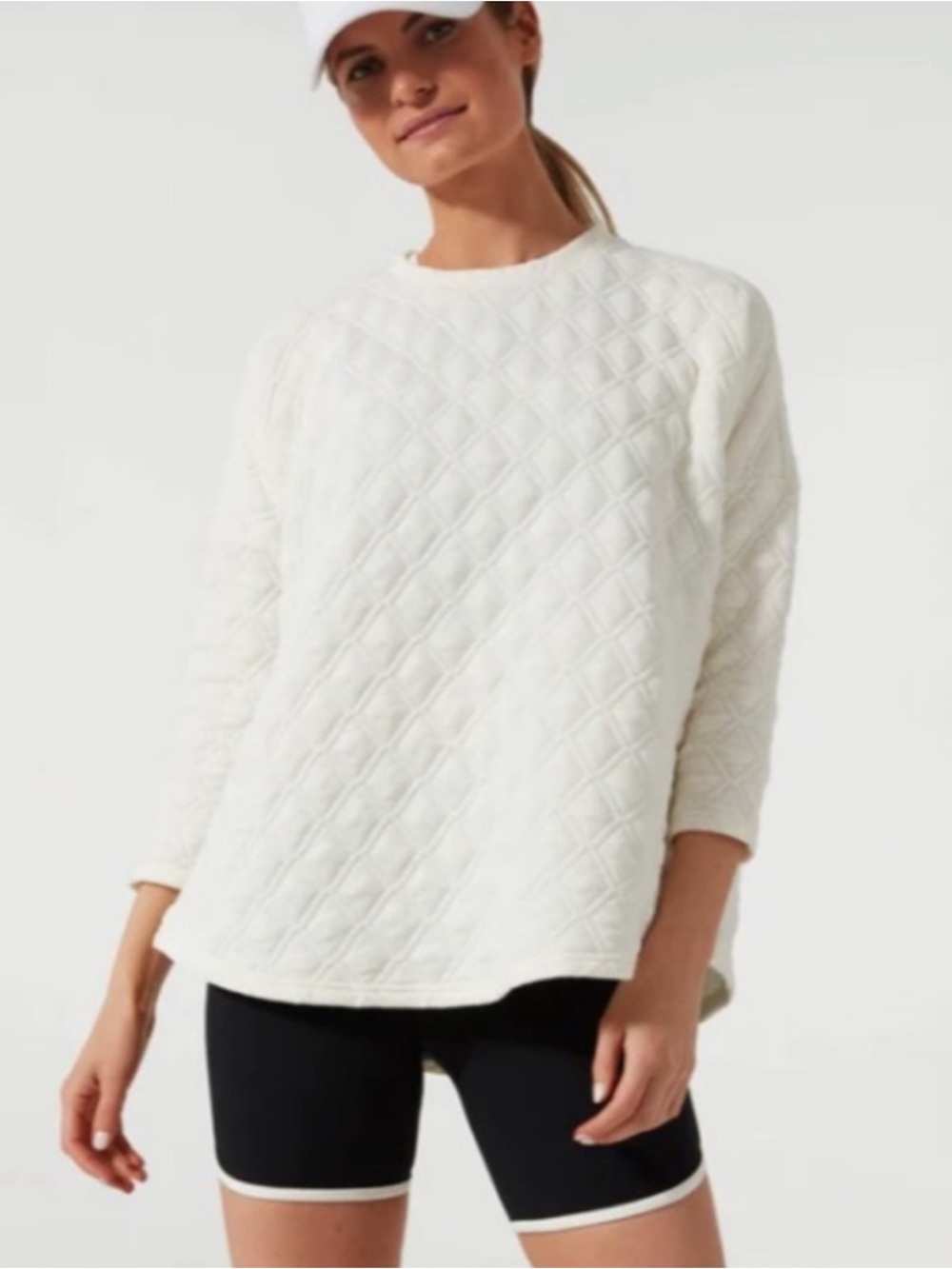 Tuckernuck Sport Ally Swing Quilted Crewneck White Sweatshirt Sz XS/S 🧡🎀